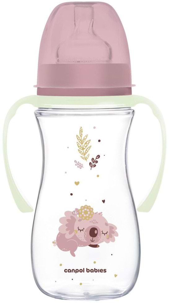 Пляшка для годування Canpol babies антиколікова з широким отвором 240 мл Easystart Sleepy Koala - рожева (35/237_pin)
