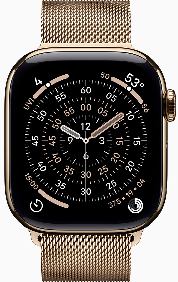 Фото - Смарт-годинник Apple Watch Series 11 GPS + eSIM 42mm Gold Titanium Case with Gold Milanese Loop