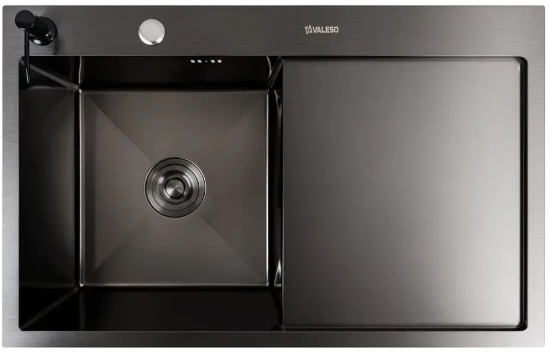 Мойка кухонная VALESO CM 78х50 L PVD Black Handmade 3.0/1.0