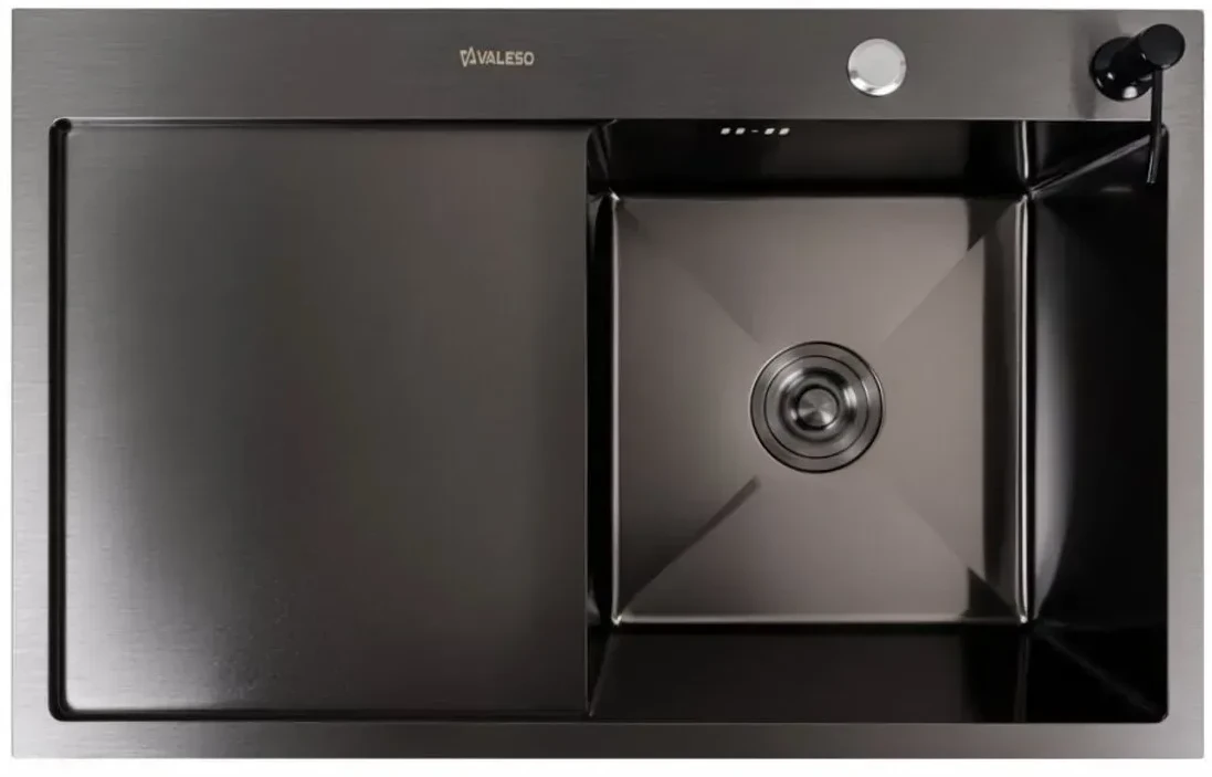 Мойка кухонная VALESO CM 78х50 R PVD Black Handmade (3.0/1.0)