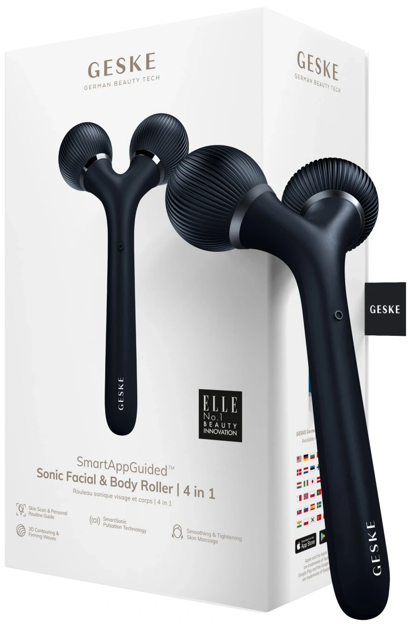 Микротоковая ручка для подтяжки лица GESKE Sonic Facial&Body Roller 4 в 1 черный (GK000041BK01)