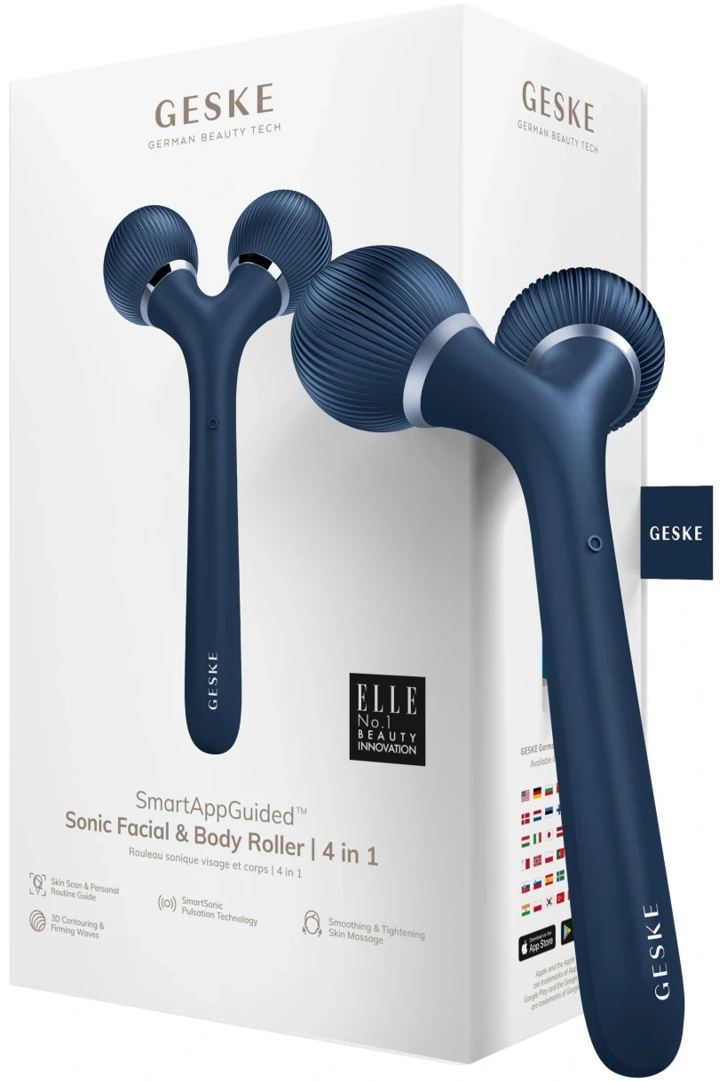 Мікрострумова ручка для підтяжки обличчя GESKE Sonic Facial & Body Roller 4 в 1 темно-синій (GK000041MN01)
