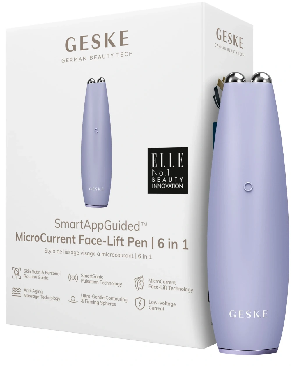 Мікрострумова ручка для підтяжки обличчя GESKE MicroCurrent Face-Lift Pen 6 в 1 фіолетовий (GK000013PL01)
