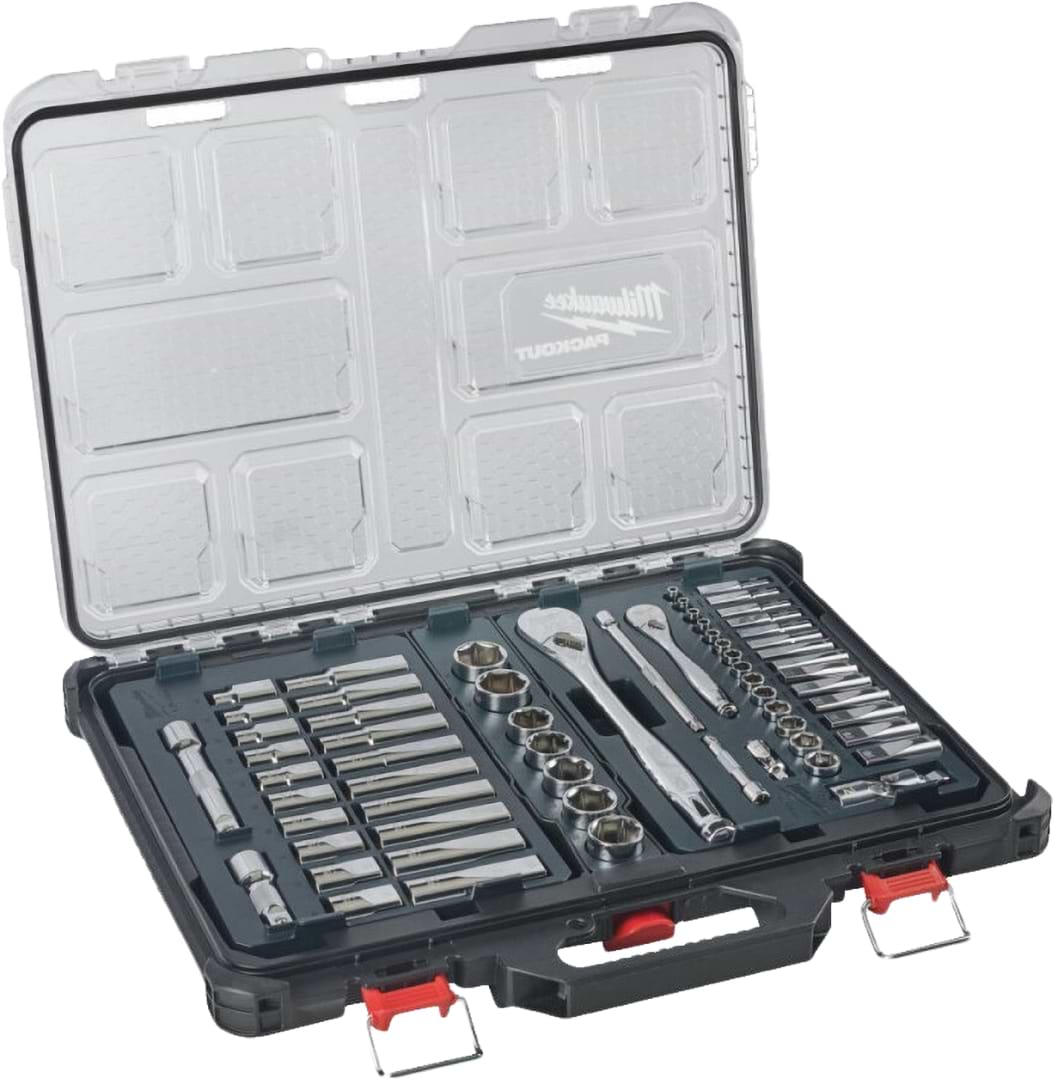 Набір торцевих голівок Milwaukee 1/2''+ 1/4'' PACKOUT з тріскачкою 63 шт. (4932493661)