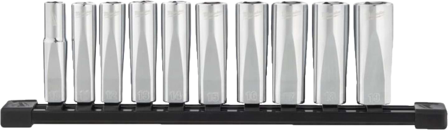 Набір торцевих голівок Milwaukee 3/8'' 10 19 мм подовжених на планці 10 шт. (4932492509)