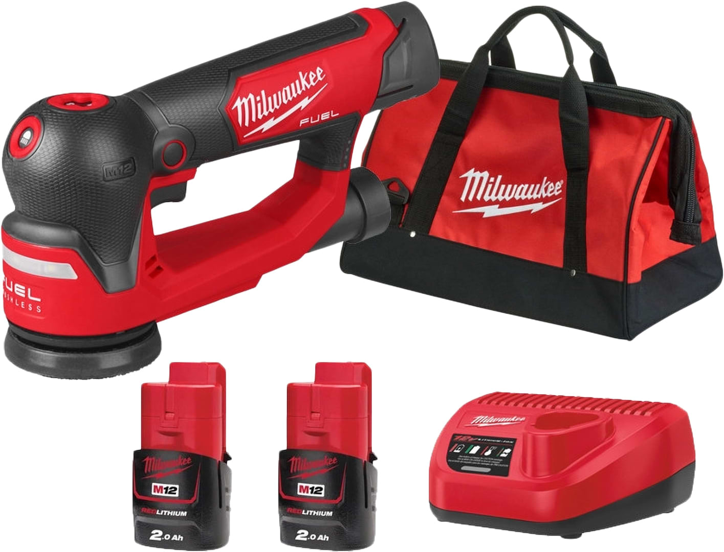 Ексцентрикова шліфовальна машина Milwaukee 75 мм M12 FSDR75-202B + ЗП, 2 акум., сумка для інструментів (4933498233)