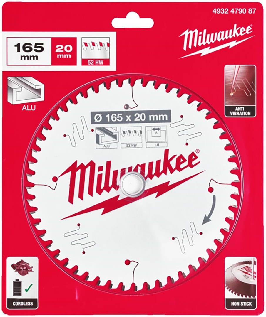 Диск пильний Milwaukee Alu PFTE THIN KERF 165х20х1.6 мм (4932479087)