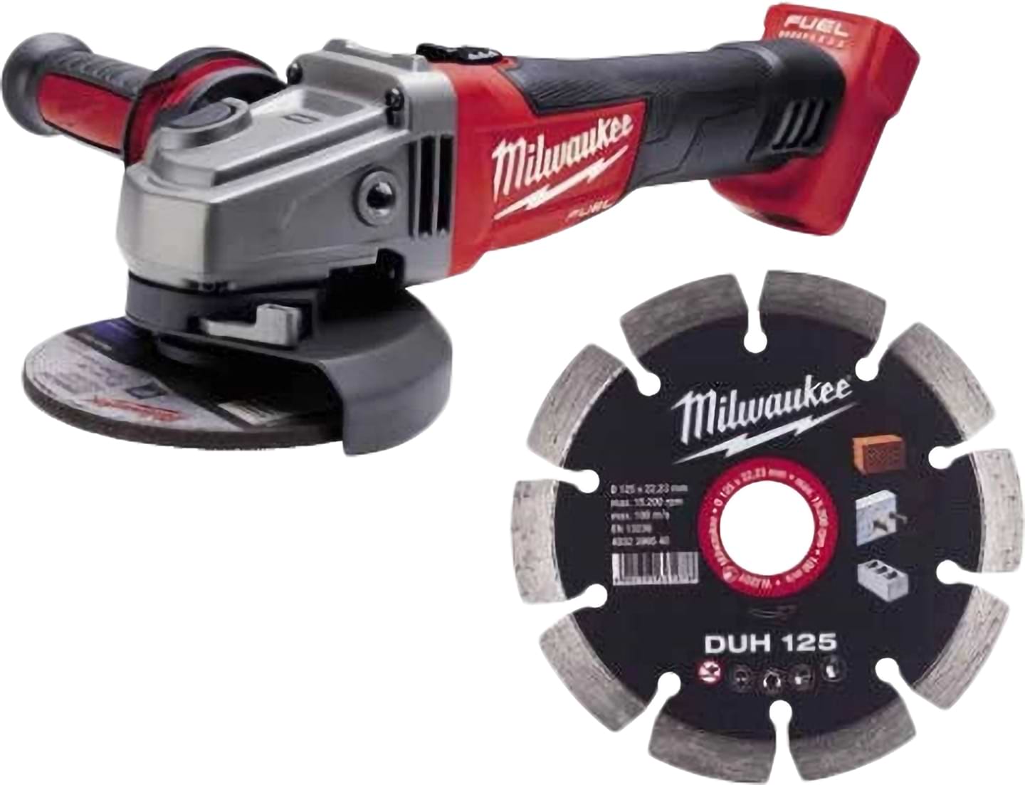 Болгарка Milwaukee M18 FSAG125X-0 125мм + Диск алмазный DUH 125 125мм 10 шт. (4932479674)