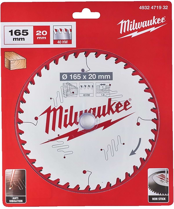 Фото - Диск пильний Milwaukee PFTE THIN KERF 165х20х1.6 мм (4932471932)