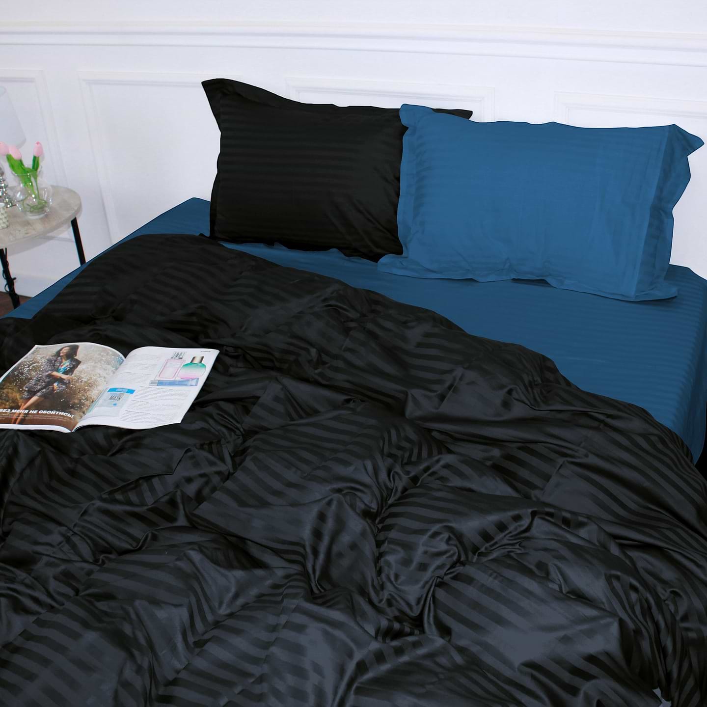 Комплект постельного белья детский MirSon Satin Stripe 30-0021 + 30-0019 Minhvan 110х140 (2200005247457)