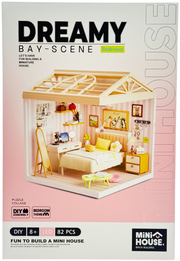 Пластиковый конструктор Mini House Румбокс серии Интерьер – СПАЛЬНЯ (свет) (8004)