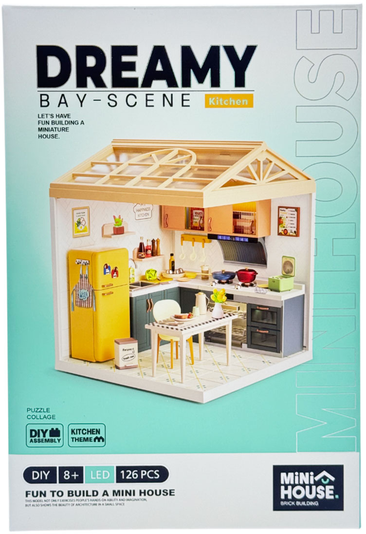 Пластиковый конструктор Mini House Румбокс серии Интерьер – КУХНЯ (свет) (8005)