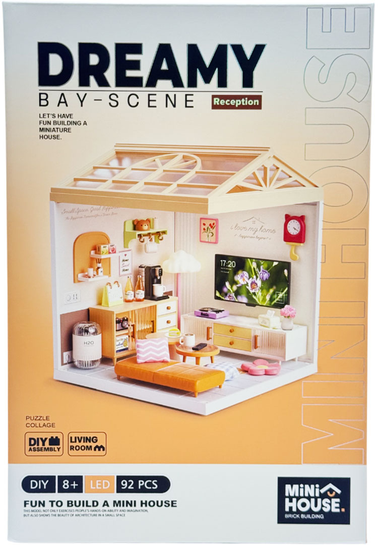 Пластиковый конструктор Mini House Румбокс серии Интерьер – ГОСТИНАЯ (свет) (8006)