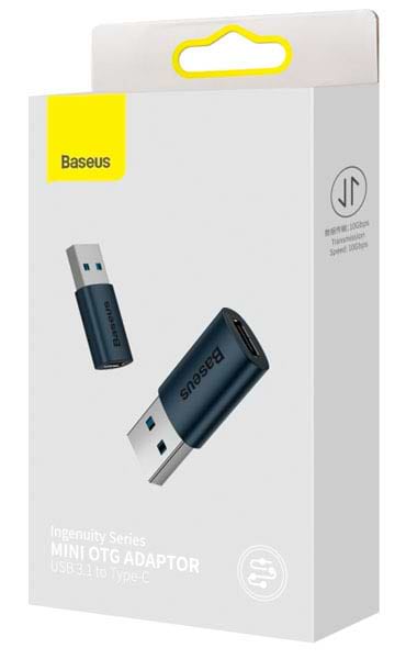 Фото - Перехідник Baseus Ingenuity Series Mini OTG Adaptor USB 3.1 to Type-C Blue (ZJJQ000103)