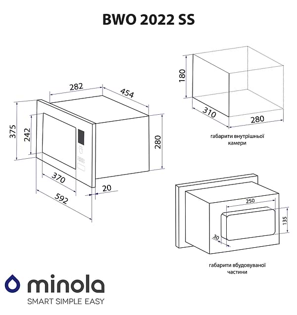 Фото - Микроволновая печь (СВЧ) встраиваемая Minola BWO 2022 SS