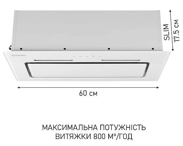 Фото - Витяжка вбудована Minola HBI 6473 WH GLASS 800 LED Line