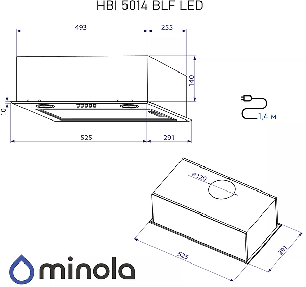 Фото - Вытяжка встраиваемая Minola HBI 5014 BLF LED