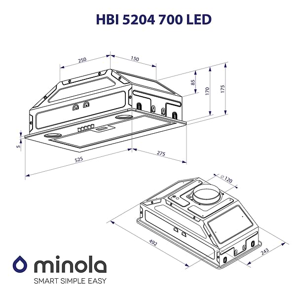 Фото - Вытяжка встраиваемая Minola HBI 5204 GR 700 LED