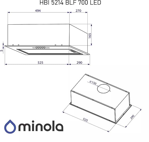 Фото - Витяжка вбудована Minola HBI 5214 BLF 700 LED