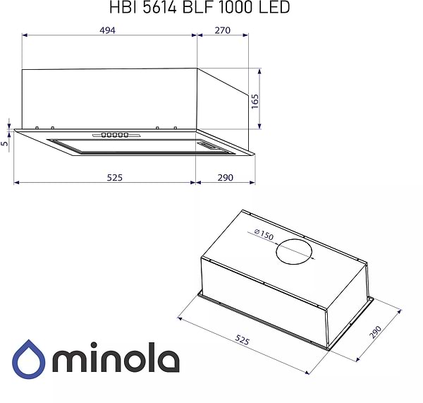 Фото - Витяжка вбудована Minola HBI 5614 BLF 1000 LED