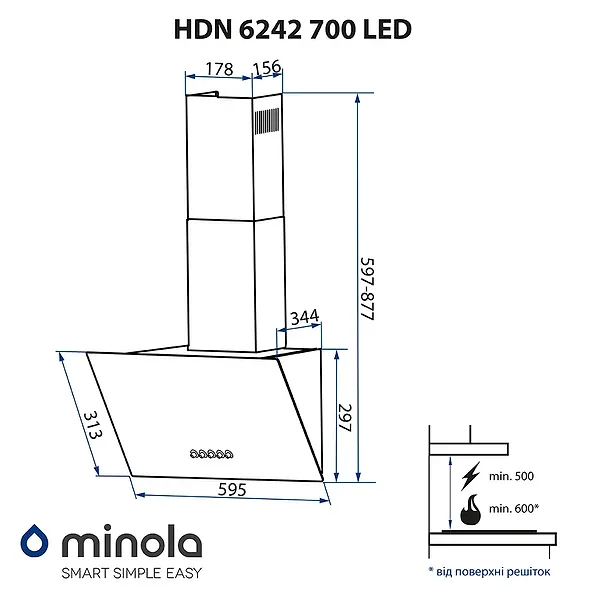 Фото - Вытяжка декоративная Minola HDN 6242 WH 700 LED