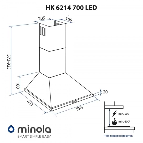 Фото - Вытяжка декоративная Minola HK 6214 I 700 LED