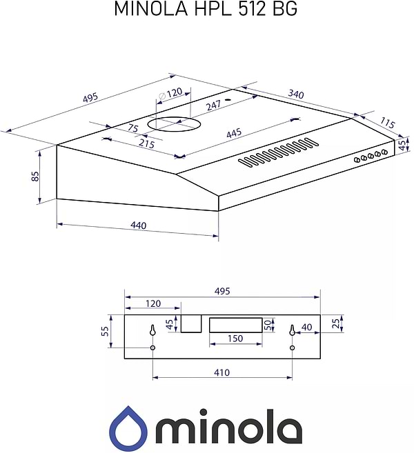 Фото - Витяжка традиційна Minola HPL 612 BG