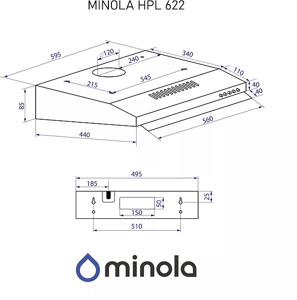 Фото - Вытяжка традиционная Minola HPL 622 WH