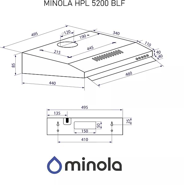 Фото - Витяжка традиційна Minola HPL 5200 BLF