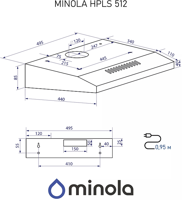 Фото - Витяжка традиційна Minola HPLS 512 BL