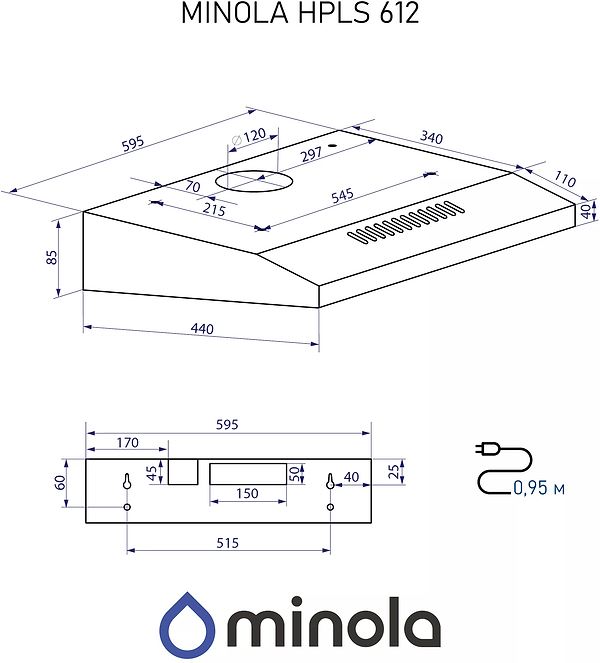 Фото - Витяжка традиційна Minola HPLS 612 I