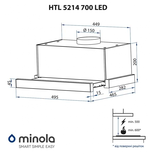 Фото - Вытяжка встраиваемая Minola HTL 5214 I 700 LED