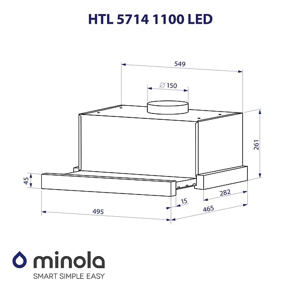Фото - Вытяжка встраиваемая Minola HTL 5714 BL 1100 LED