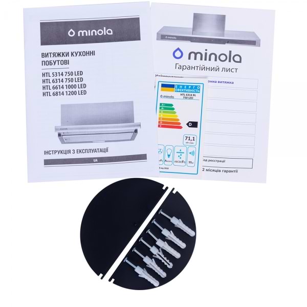 Фото - Витяжка вбудована Minola HTL 6314 BL 750 LED