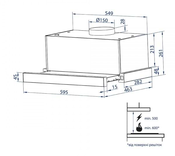 Фото - Витяжка вбудована Minola HTL 6314 BL 750 LED