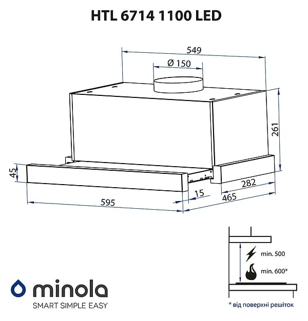 Фото - Вытяжка встраиваемая Minola HTL 6714 BL 1100 LED
