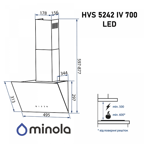 Фото - Витяжка декоративна Minola HVS 5242 IV 700 LED