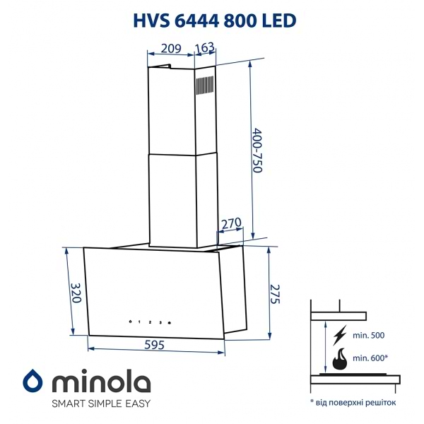 Фото - Вытяжка декоративная Minola HVS 6444 BL 800 LED