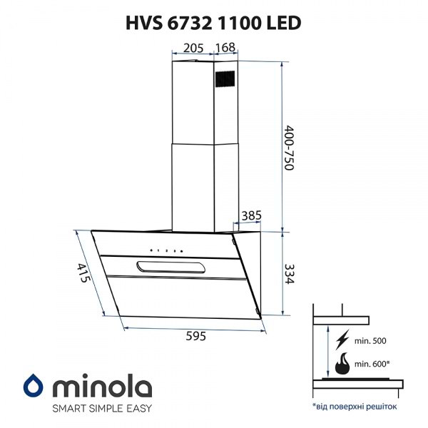 Фото - Вытяжка декоративная Minola HVS 6732 BL 1100 LED