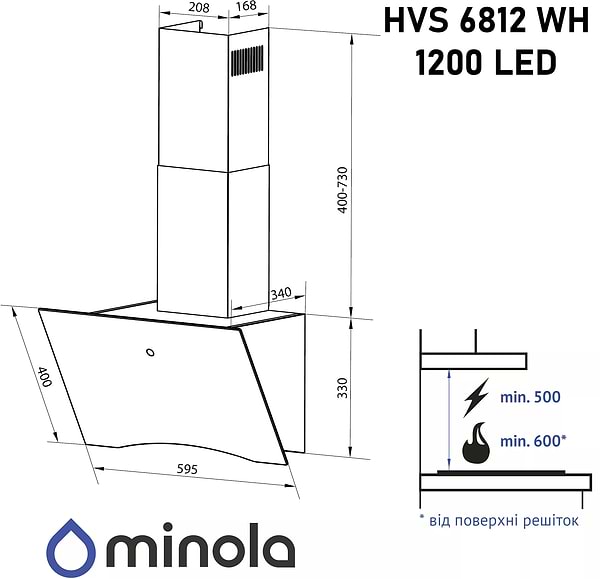 Фото - Вытяжка декоративная Minola HVS 6812 WH 1200 LED