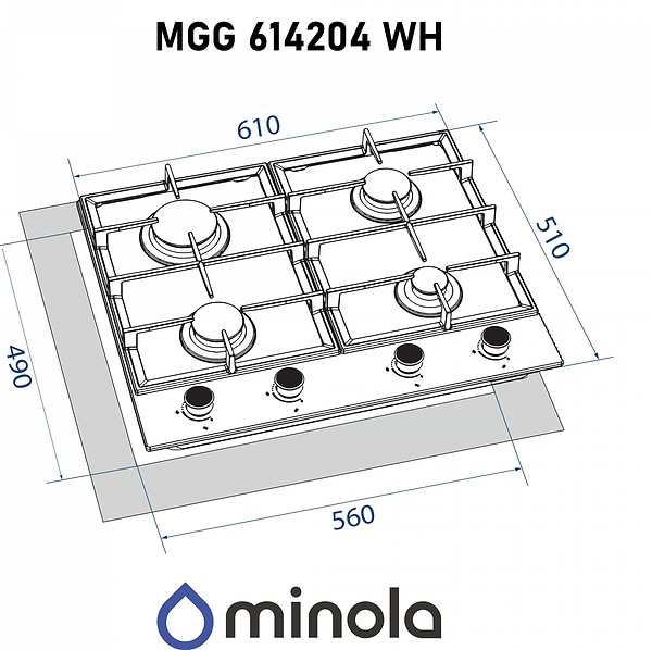 Фото - Варильна поверхня газова Minola MGG 614204 WH