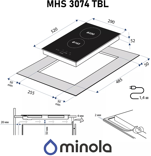 Фото - Варочная панель Domino Minola MHS 3074 TBL