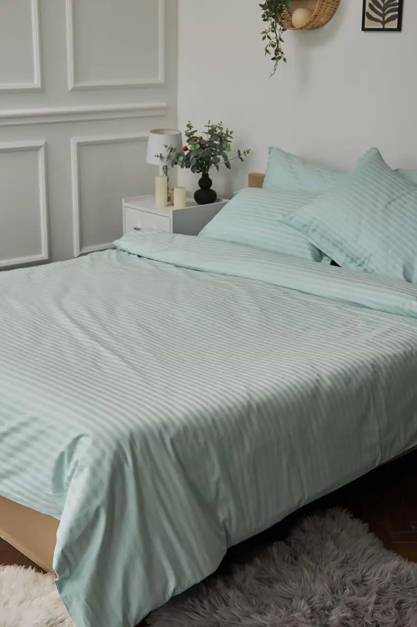 Пододеяльник двуспальный Moon&Star Satin Stripe Stripe Mint 175x210 см (MS-870000437)