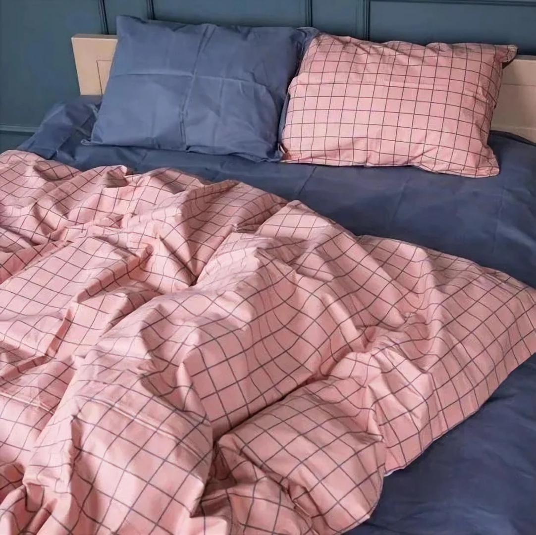 Комплект постільної білизни MirSon Бязь 17-0731 Pink and Gray Plaid 175х210 см (2200010823707)