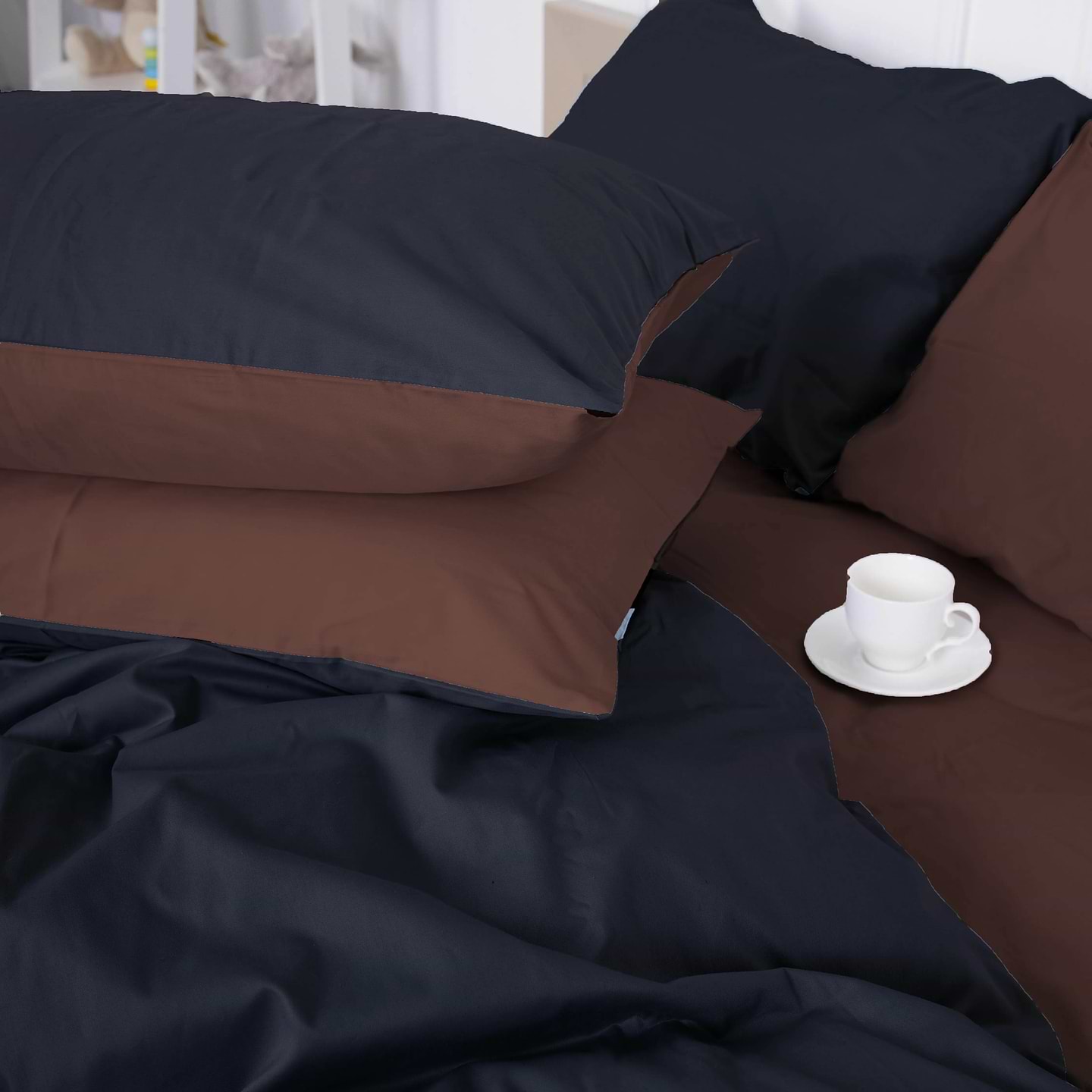 Комплект постільної білизни MirSon Сатин Dark Chocolate 0211+0055 2х160х220 см (2200001718579)