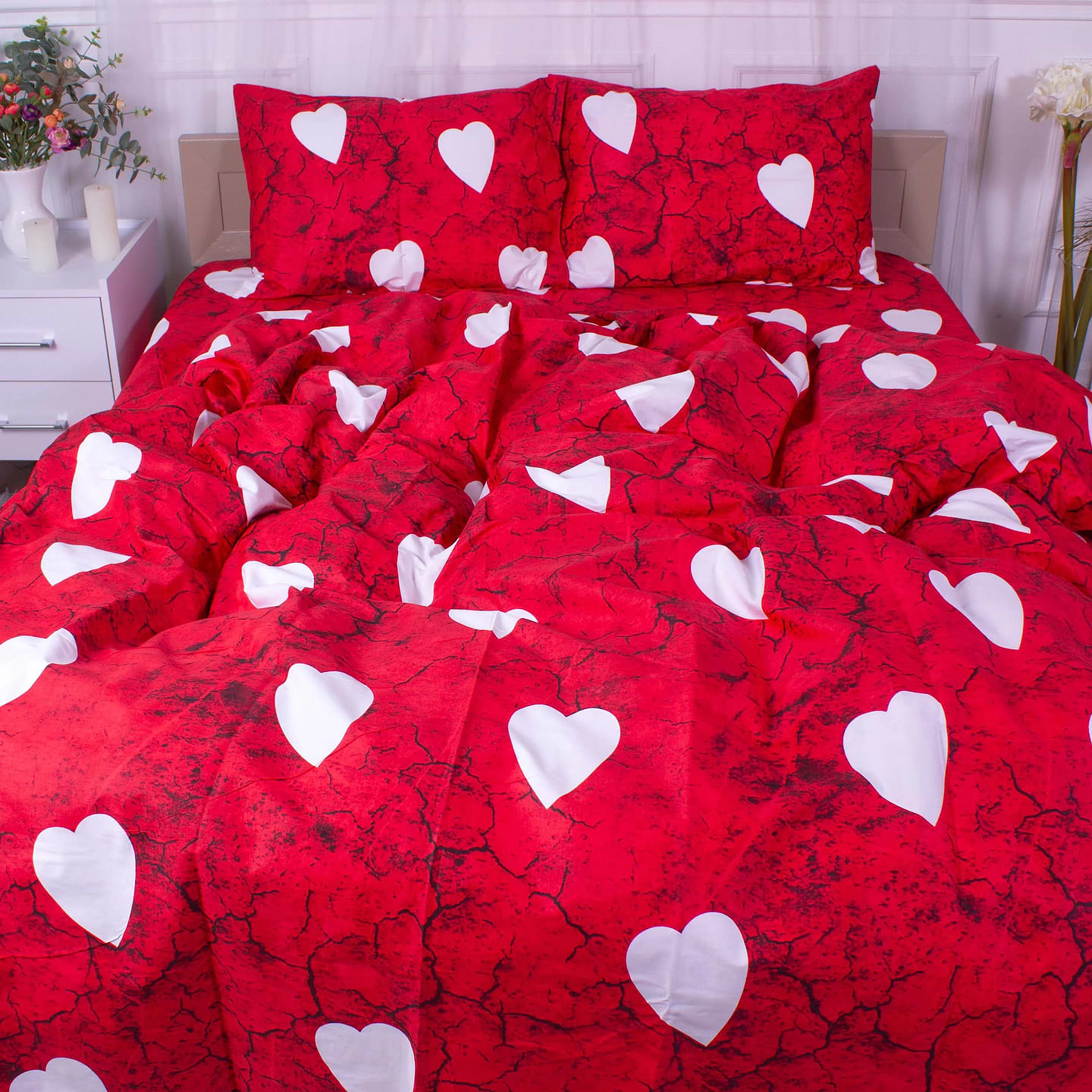 Комплект постельного белья детский MirSon Сатин 22-1275-1 Marble heart 110х140 (2200004108971)