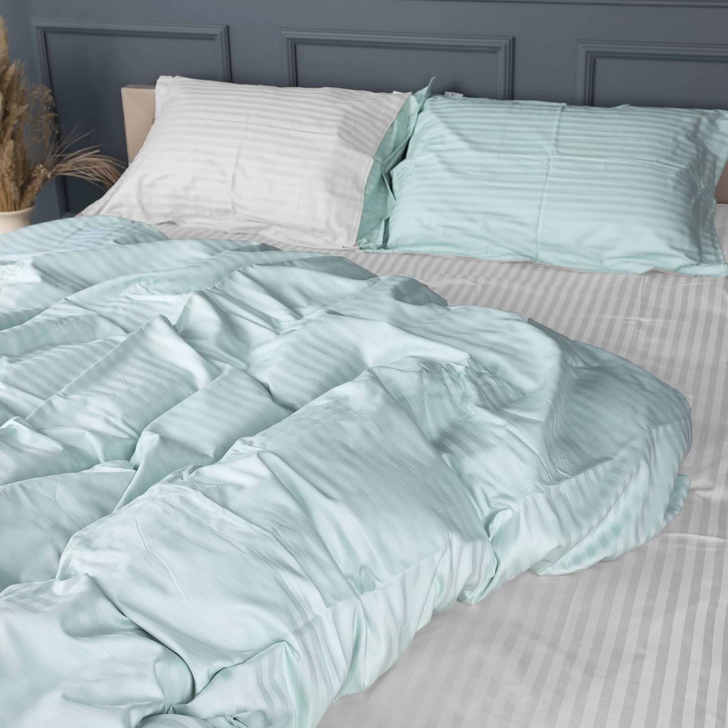 Комплект постельного белья MirSon 160х220 см Royal Soft Stripe 30-0013 +30-0001 Gilberta Сатин (2200008075514)