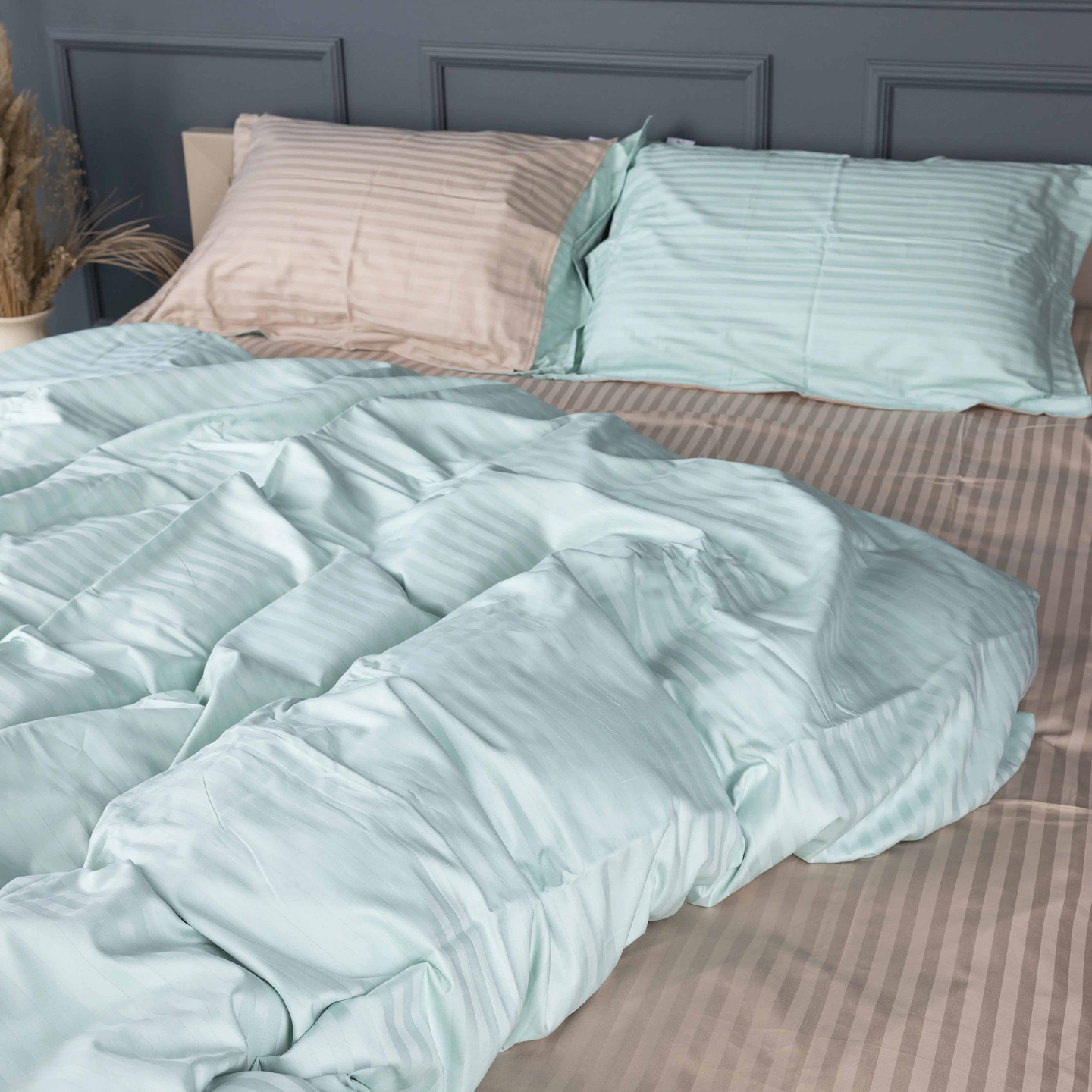 Комплект постільної білизни MirSon Royal Soft Stripe 30-0013 + 30-0004 Rovena 2x160x220 (2200008075699)