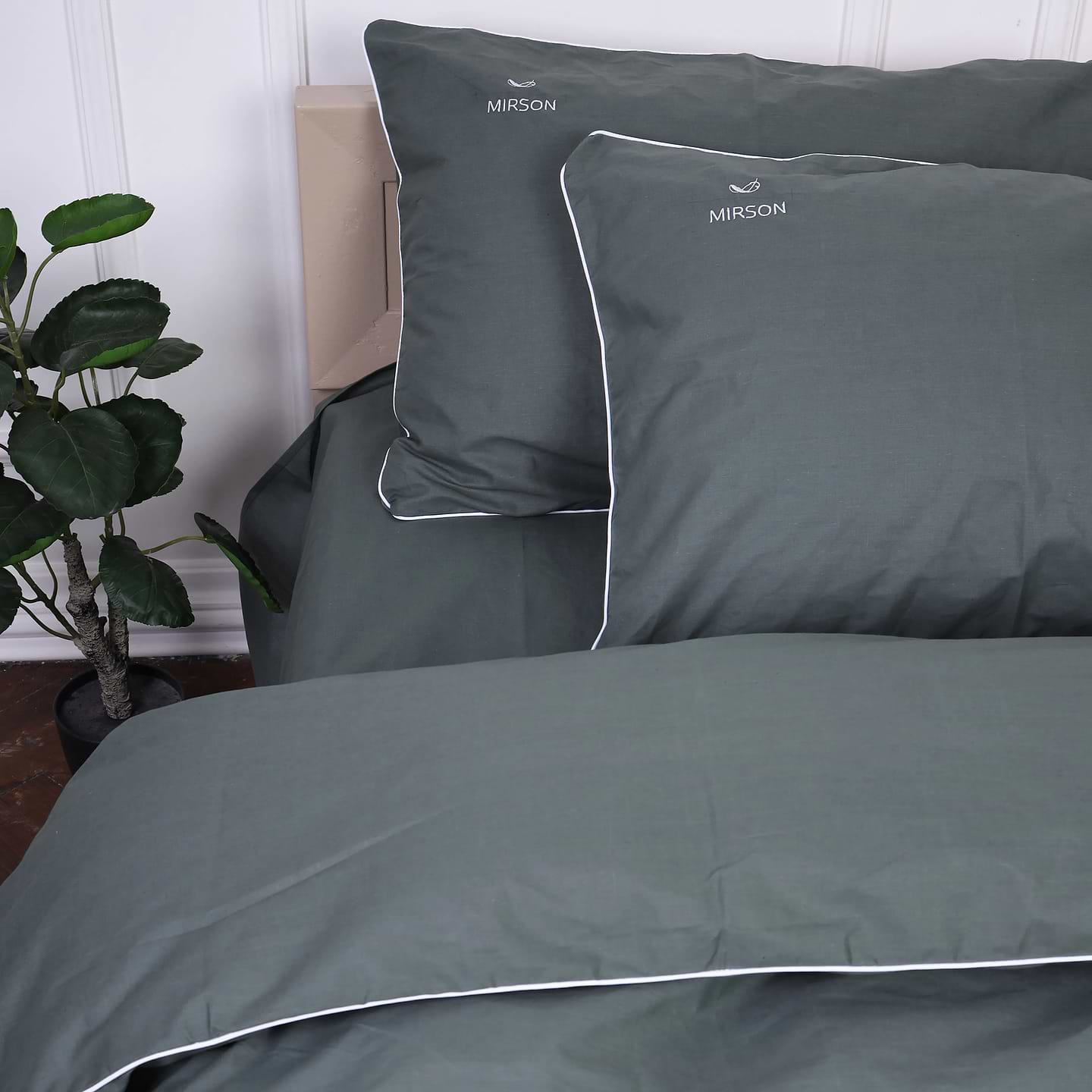 Комплект постельного белья MirSon Ranforce Elite Corner 16-7000 Green Grey 2x160x220 см (2200008401320)
