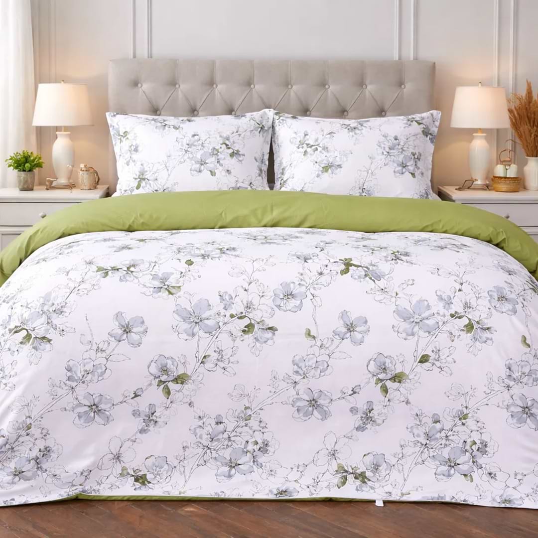 Комплект постельного белья MirSon 160х220 см 00-1 Olive Flowers Поплин (2200009698996)